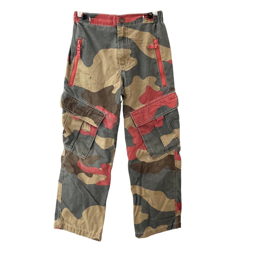 Mini Boden Camouflage Jersey Lined Skate Pants - Orange Brown Grey - 9Y